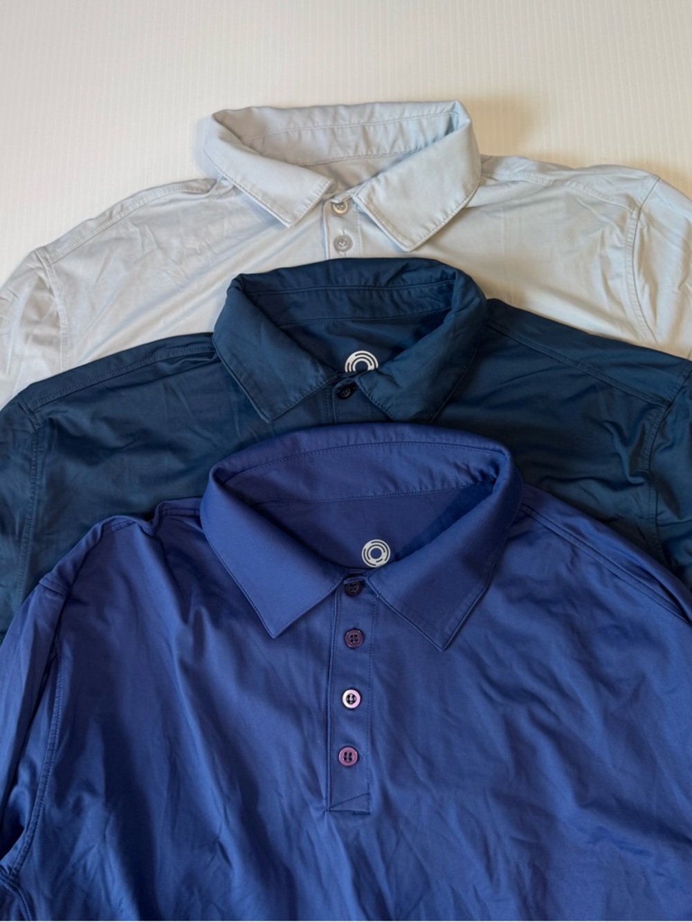 BloqUV Men's UPF 50+ Sun Protection Long Sleeve Polo Shirt Set Small 3pk Blue